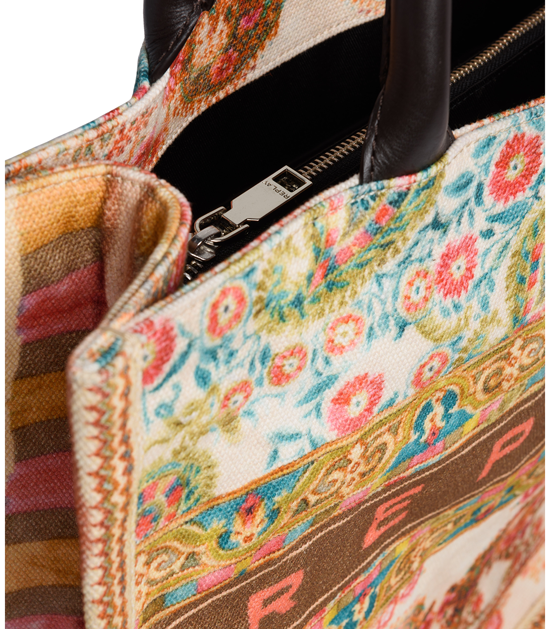 フラワープリントキャンバス+レザーバッグ 詳細画像 オレンジ系 6